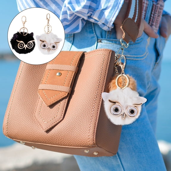 LOLIPPYY 2Pcs Owl Ball Key Chain Key Ring Metal Black Hanging Keychain for Daily Use