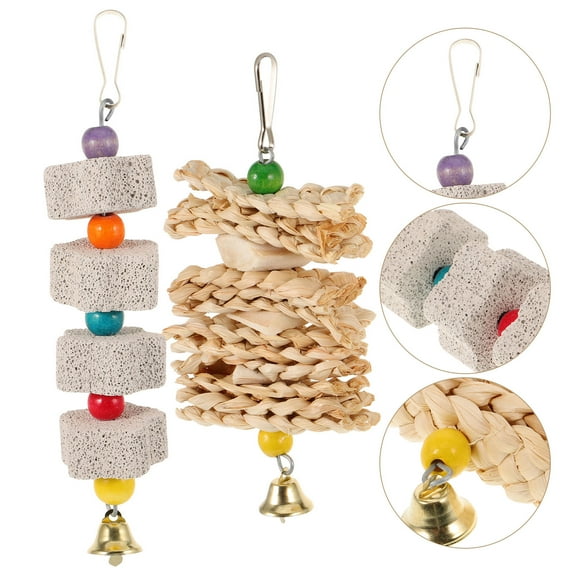 LOLIPPYY 2-Pack Parakeet Foraging Toys for Pet Birds and Parrots, Bite Resistant, Khaki Color