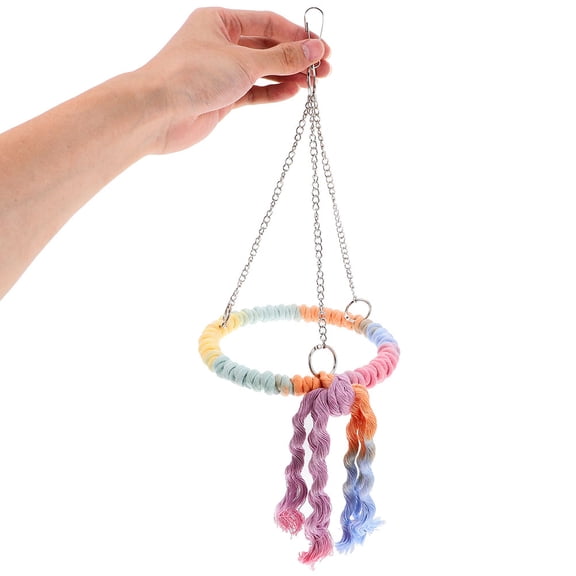 LOLIPPYY 2Pcs Parrot Cotton Rope Swing Multi Round Perch Chewing Indoor Use for Cockatiels