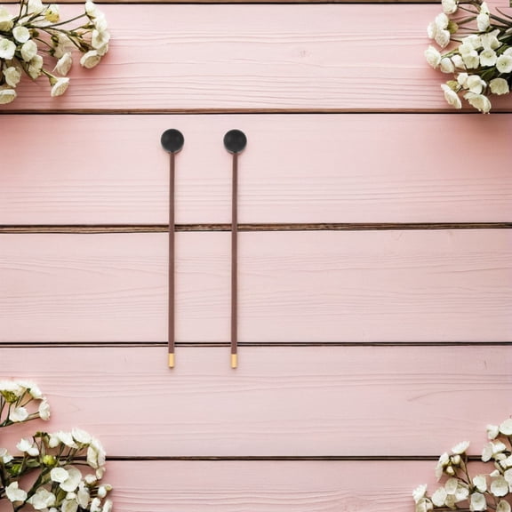 LOLIPPYY 2Pcs Percussion Drumsticks with Rubber Heads and Polished Wooden Handles Coffee Color