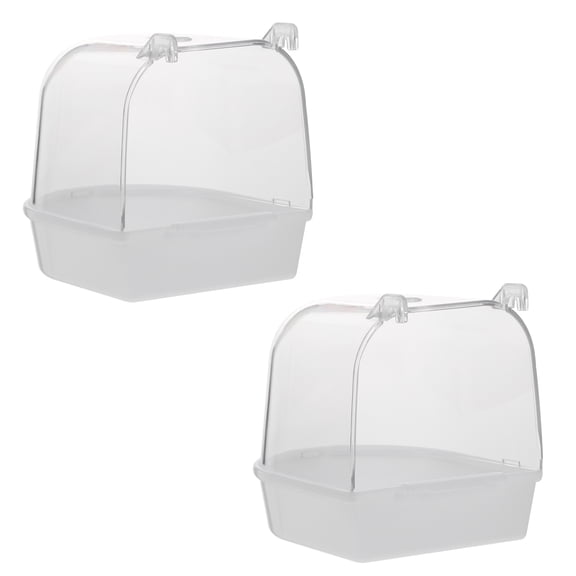LOLIPPYY Set of 2 White Plastic Round Hanging Bird Baths for Pets, Ideal for Winter Use