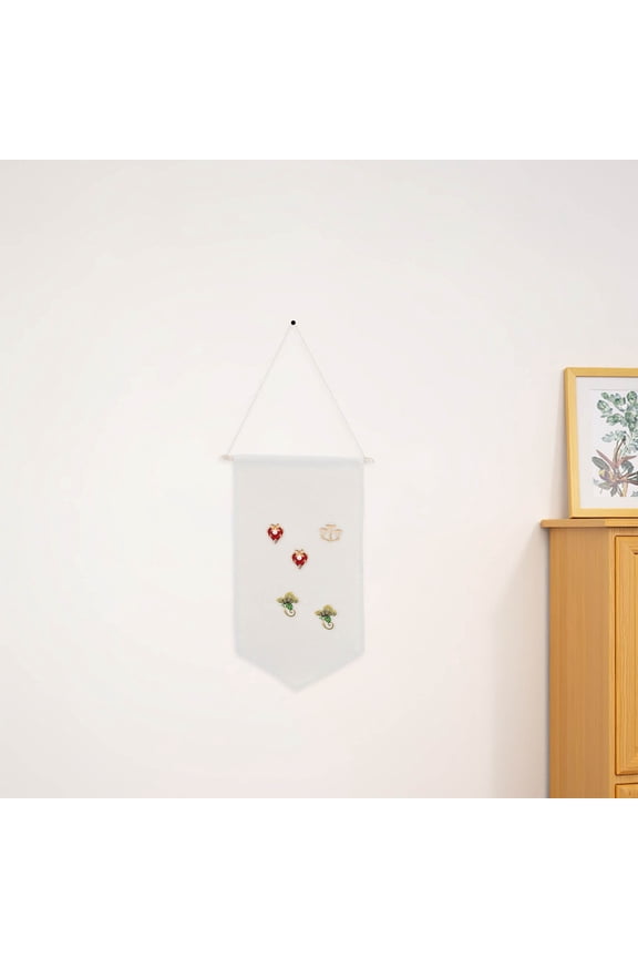 2-Pack Fabric Hanging Banner in Beige for Pin Storage, Brooch Collection, Medal Display Organizer
