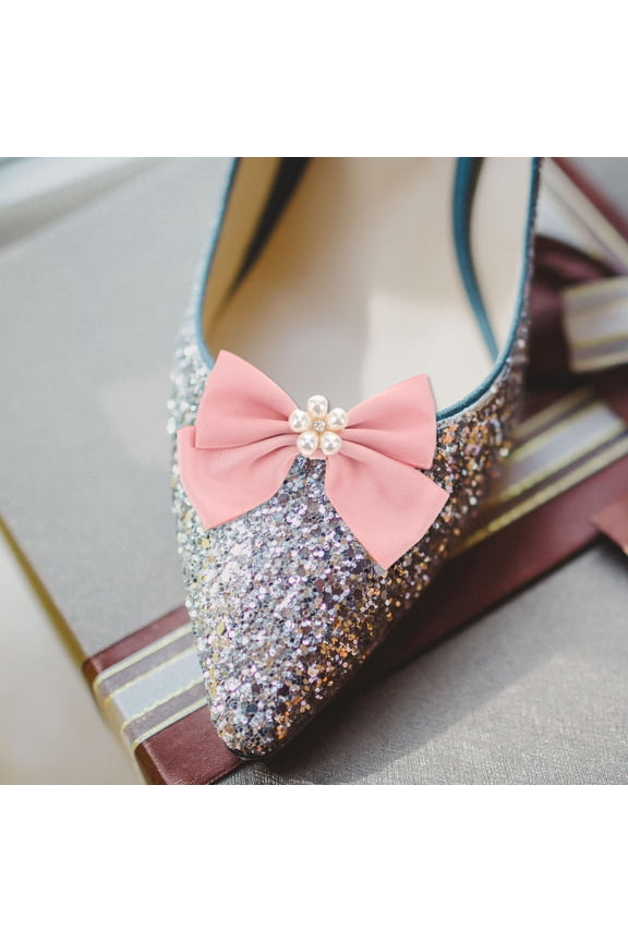 2Pcs Pink Bow Shoe Clips Versatile Shoe Accessories for Boots Flats and High Heels
