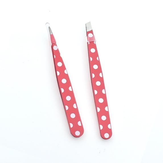 LOLIPPYY 2Pcs Pink Stainless Steel Eyebrow Tweezers Small Portable Eyebrow Clip for Balanced Use