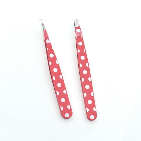 LOLIPPYY 2Pcs Pink Stainless Steel Eyebrow Tweezers Small Portable Eyebrow Clip for Balanced Use