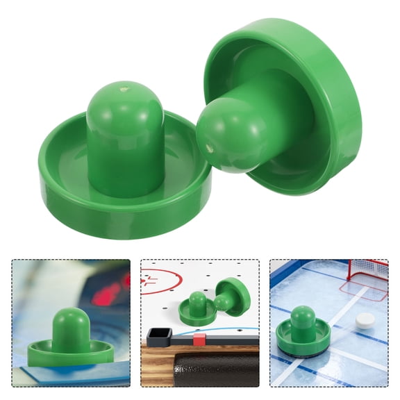 LOLIPPYY 2-Pack Plastic Air Hockey Table Pushers with Green Handles for Everyday Use and Enhanced Game Play