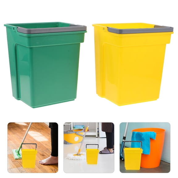 LOLIPPYY 2-Pack Plastic Cleaning Buckets with Handles for Mop Use, Waste Disposal, and Versatile Household Cleaning Tasks