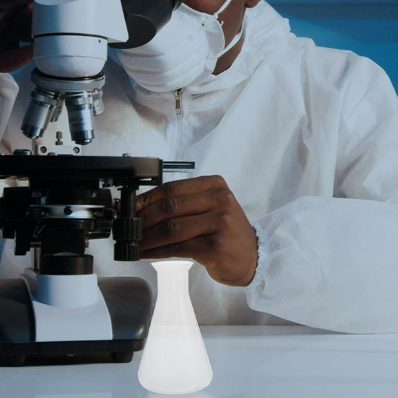 LOLIPPYY 2Pcs Plastic Erlenmeyer Flask White Wide Mouth Conical Laboratory Flask for Chemistry Experiments