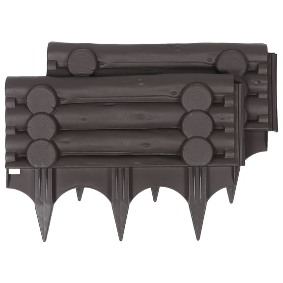 LOLIPPYY 2-Pack Grey Plastic Garden Fence with Insert for Flower Bed Borders and Garden Edging Outdoor Decoration