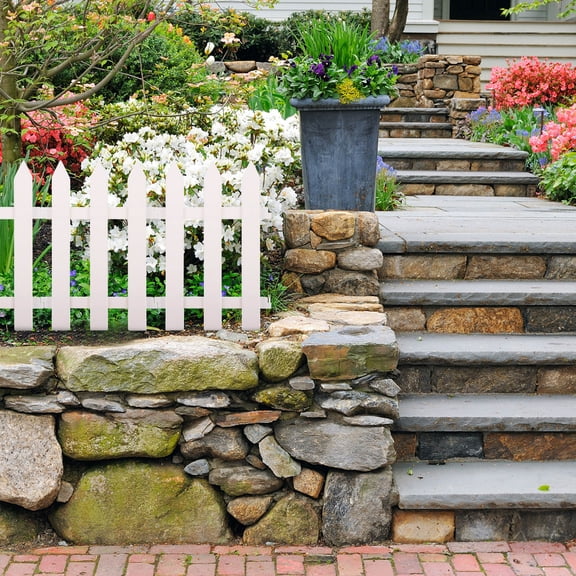 LOLIPPYY 2-Pack White Plastic Garden Fence Edging for Lawn, Patio, Yard, Outdoor Decorative Border and Landscape Trim