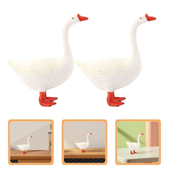 LOLIPPYY 2Pcs Plastic Goose Statue Mini Goose Figurines Realistic Design for Collectors Home Decoration