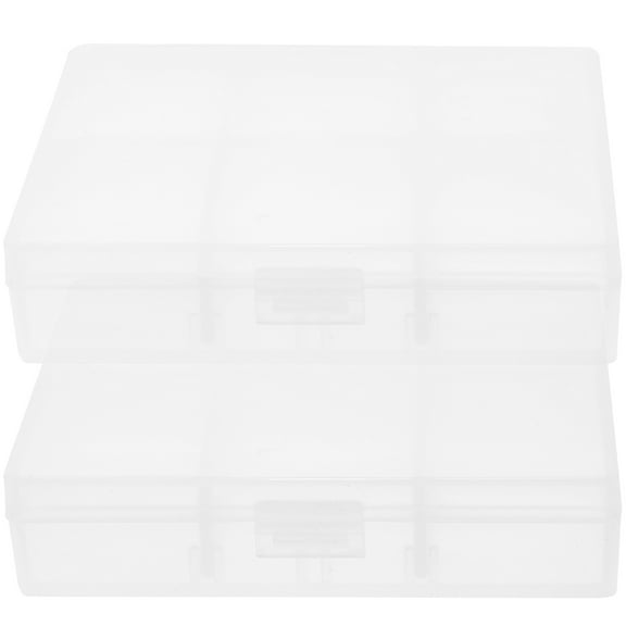 LOLIPPYY 2-Pack Clear Plastic Photo Keeper Boxes, Small Household Organizer for Storing Photos and Small Items