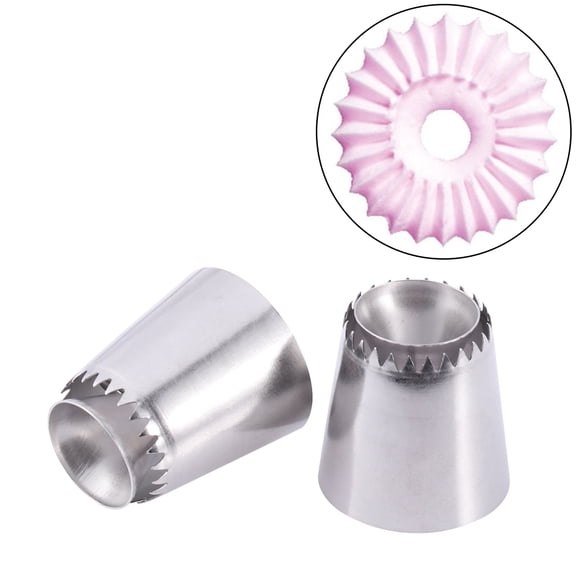 LOLIPPYY 2Pcs Plated Silver Cake Decorating Tips with Rough Exterior Grip for Cream Flower Pattern Making