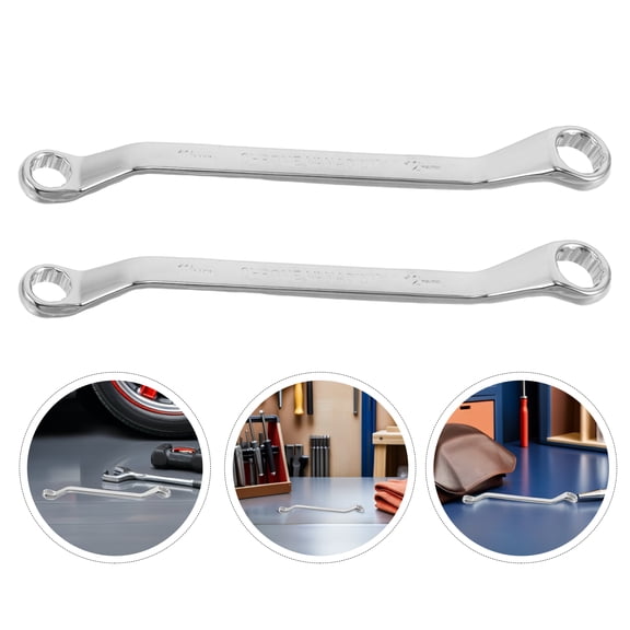LOLIPPYY 2Pcs Plated Silver Double Box End Spanner Heavy Duty Long Handle Carbon Steel Wrench