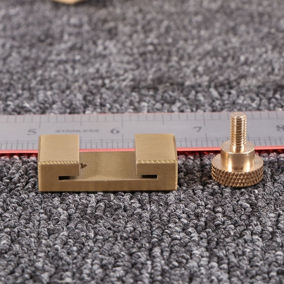 LOLIPPYY 2Pcs Brass Woodworking Line Block with 0Mm Double Scale Steel Ruler Wear Resistant Measuring Tool