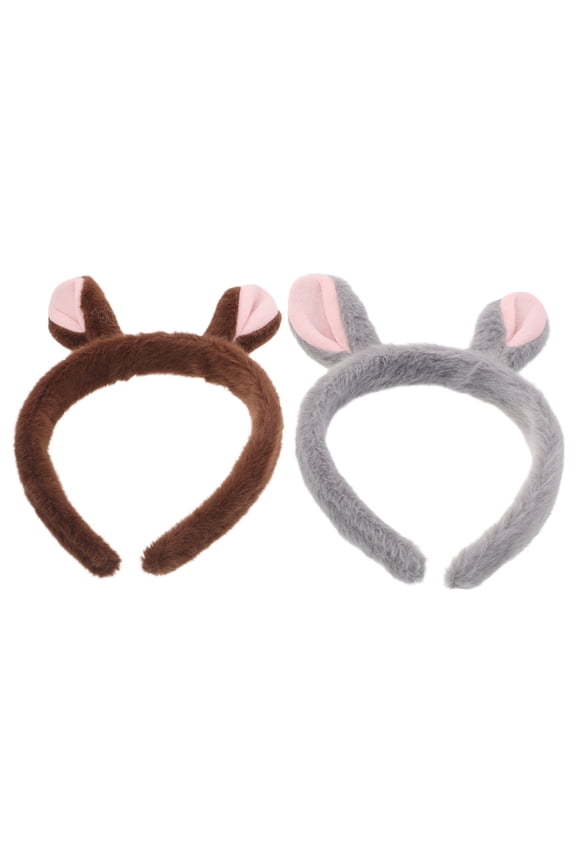 2Pcs Plush Horse Ear Headband Assorted Colors Cute Animal Ear Hair Accessories for Holiday Parties