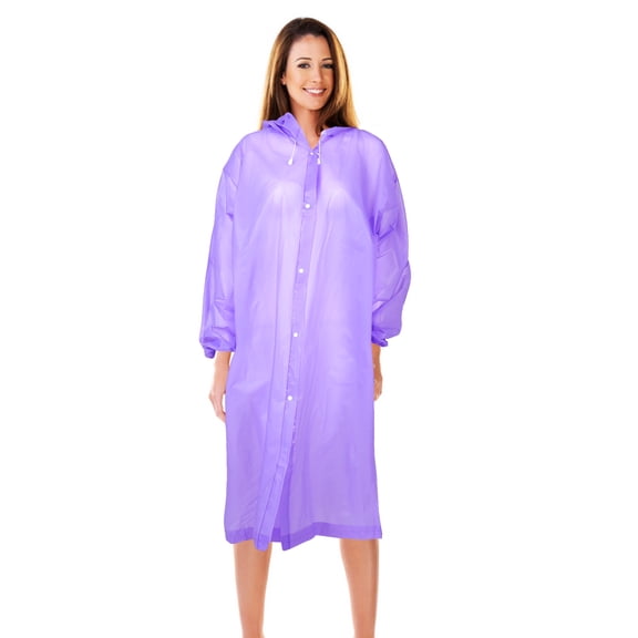 LOLIPPYY 2-Pack Men's Pocket Poncho Raincoat Violet Thick Fabric Full Body Coverage