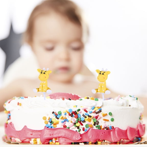 LOLIPPYY 2 Pieces Polymer Clay Cake Decorations with Yellow for Birthday Party and Dessert Toppers