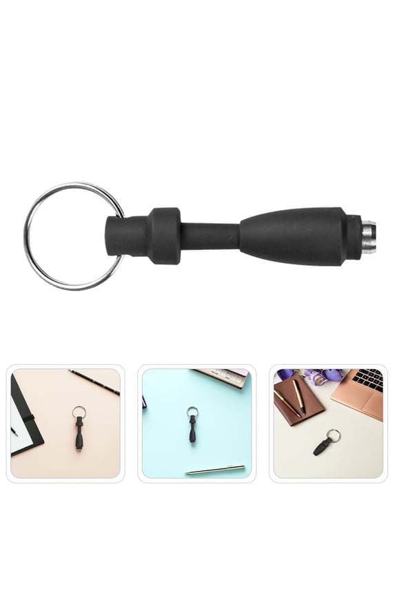 2Pcs Portable Black Cigar Hole Punch with Keychain Durable Stainless Steel and Silicone