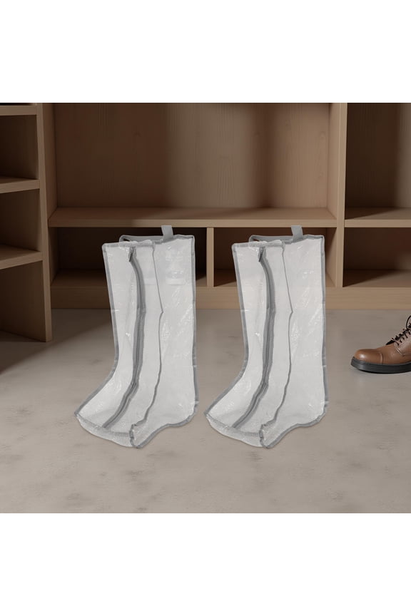2-Pack Clear Plastic Boot Storage Bags with Zipper Closure, Portable Tall Boot Organizer, Space-Saving Shoe Storage Solution