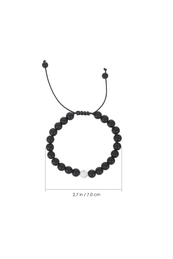 2-Pack Black Couples Bracelets, Portable Matching Decorative Wristbands for Everyday Wear