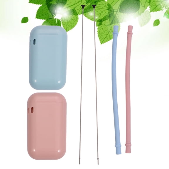 LOLIPPYY Set of 2 Portable Foldable Silicone Reusable Stretchable Drinking Straws for Parties and Everyday Use