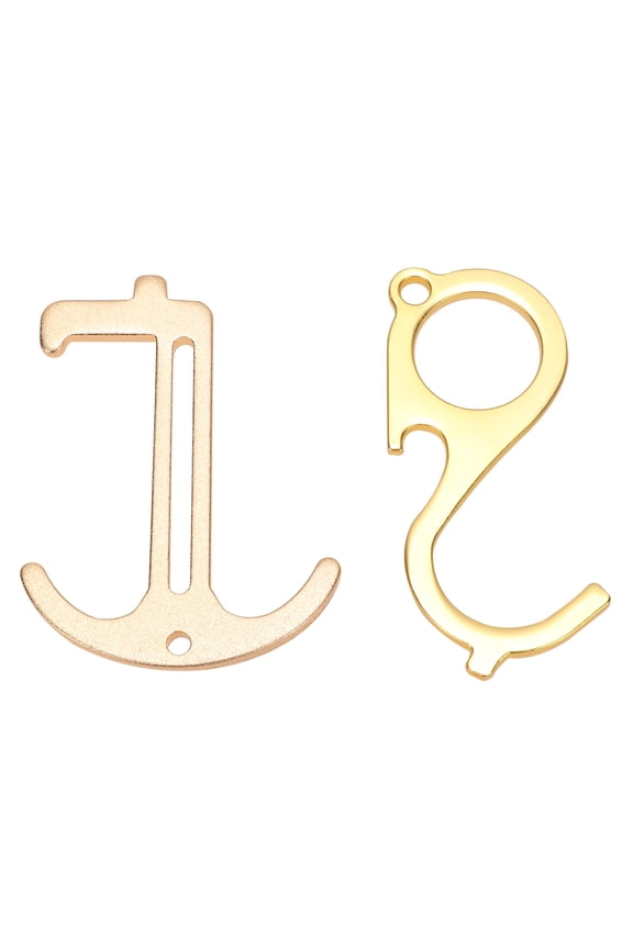 2Pcs Portable Golden Door Opener Keychain for Touchless Elevator Press and Door Handle