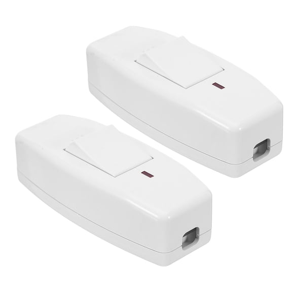 LOLIPPYY 2pcs Plastic LED Indicator Inline Cord Rocker Switch for Lamps