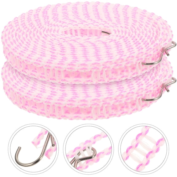 LOLIPPYY 2-Pack Portable Outdoor Clothesline Set Windproof Nylon Rope for Travel Camping Hiking Laundry