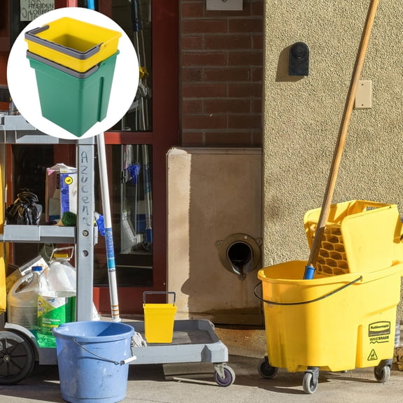 LOLIPPYY Set of 2 Portable Plastic Buckets with Handles for Easy Cleaning, Waste Separation, and Trolley Use