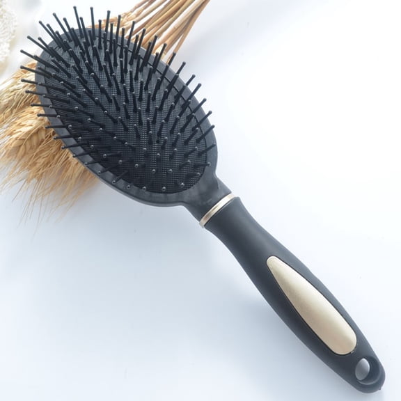 LOLIPPYY 2Pcs Portable Plastic Comb with Rib Design Effective Scalp Blood Circulation Black