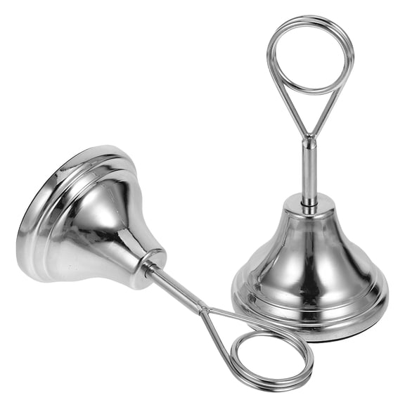 LOLIPPYY 2Pcs Portable Plated Silver Metal Card Holder for Desk Use Clamp and Photo Memo Function