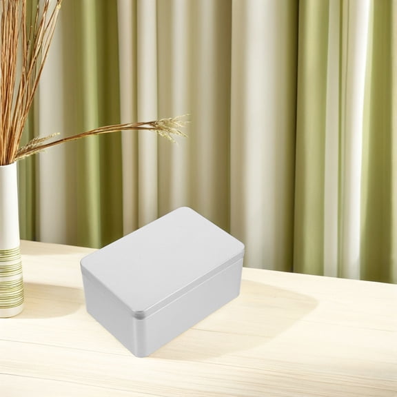 LOLIPPYY 2Pcs Portable Plated Silver Tinplate Storage Box with Lid Multi Functional Organizer for Sewing Accessories
