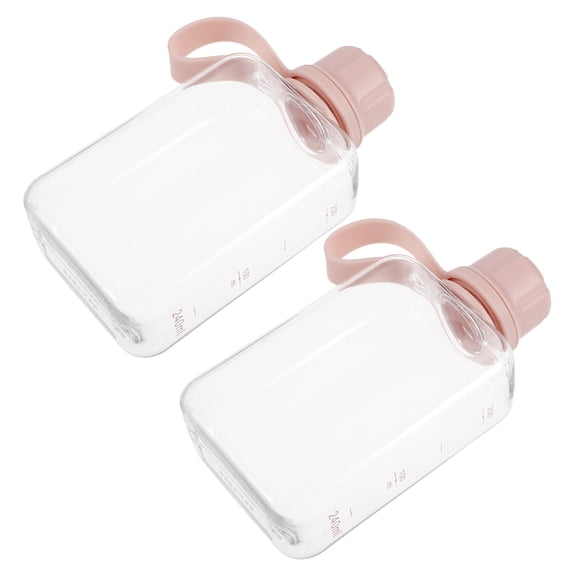LOLIPPYY 2Pcs Portable Sports Bottle Plastic Slim Design Flat Water Bottle for Travel and Fitness