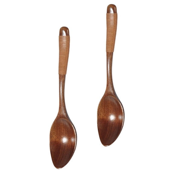 LOLIPPYY Handmade Wooden Spoon Set, Wide Mouth Design, Simple Style, 2 Pieces Kitchen Utensils