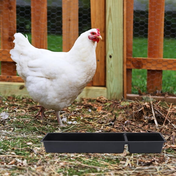 LOLIPPYY 2Pcs Poultry Feeding Trough Black Plastic with Smooth Surface Anti Drop Feature