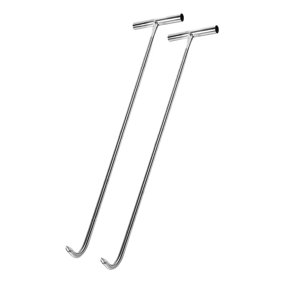 LOLIPPYY 2Pcs Practical Stainless Steel T Shape Hook Manhole Lifter and Roller Shutter Door Pull Tool