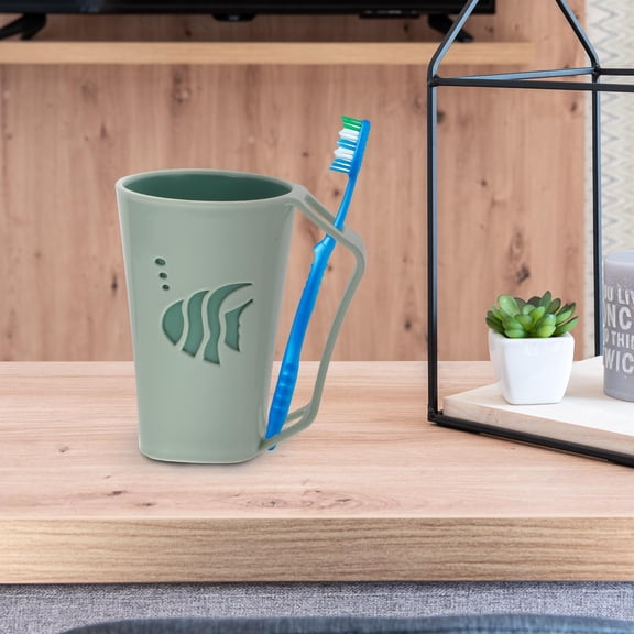 LOLIPPYY 2Pcs Practical Toothbrush Organizers Green Lightweight Bathroom Tumblers with Handles