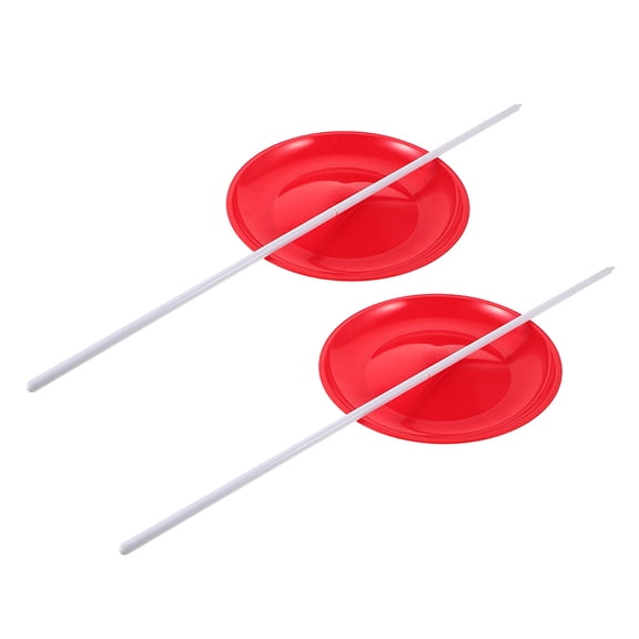 LOLIPPYY Set of 2 Red Plates with Control Rods - Precision Crafted for Stage Juggling