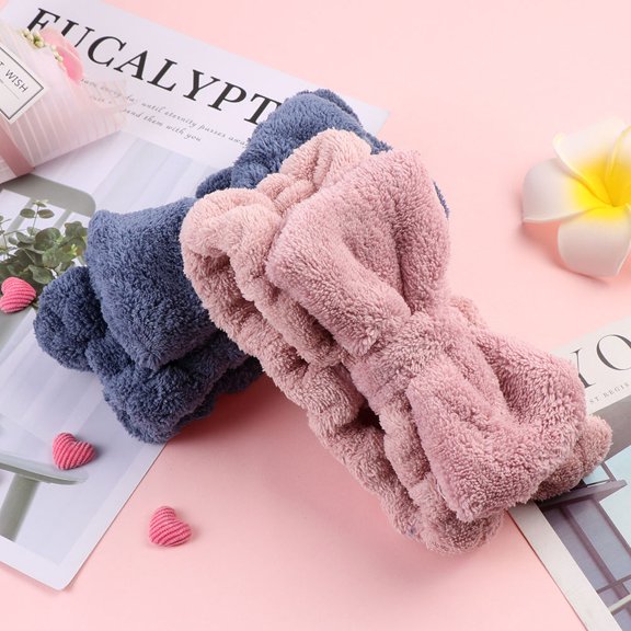 LOLIPPYY 2Pcs Pretty Bow Knot Hairband Assorted Colors for Face Washing and Hair Banding