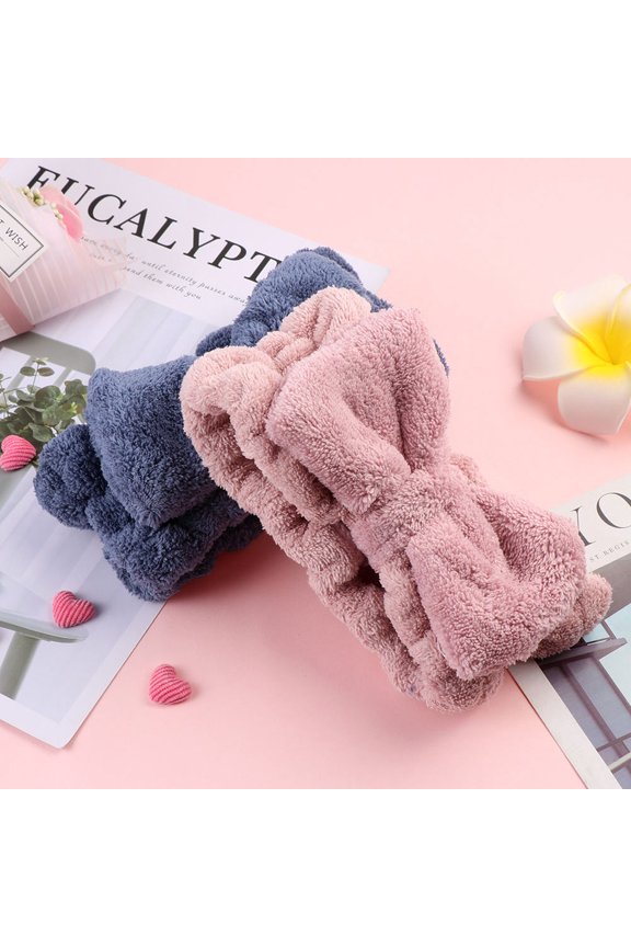 2Pcs Pretty Bow Knot Hairband Assorted Colors for Face Washing and Hair Banding