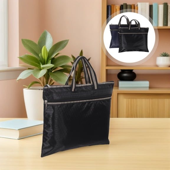 LOLIPPYY 2Pcs Waterproof Oxford Zippered File Bag Document Organizer for Office
