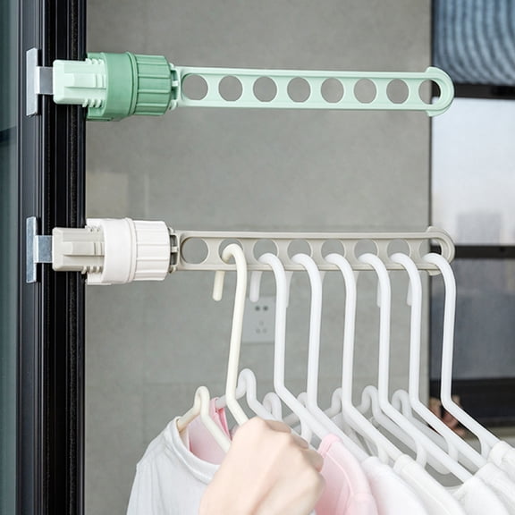 LOLIPPYY 2-Pack Retractable Clothes Drying Rack, Punch-Free Stainless Steel Window Clothesline in Green for Indoor Outdoor Use