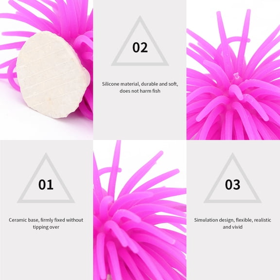LOLIPPYY 2Pcs Purple Silicone Coral Sea Urchin Aquarium Decor with Stable Weighted Base