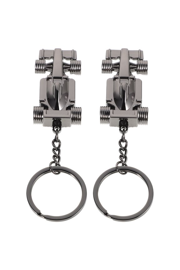 2Pcs Racing Car Keychain Metal Key Holder Black Stylish Car Ornament for Auto Events