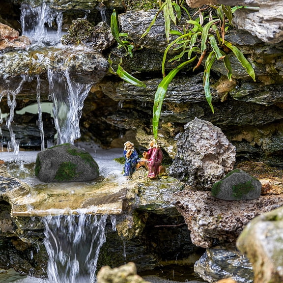 LOLIPPYY 2Pcs Realistic Faux Stone Decorations Lightweight Foam Rocks for Garden Aquarium and Stage Use