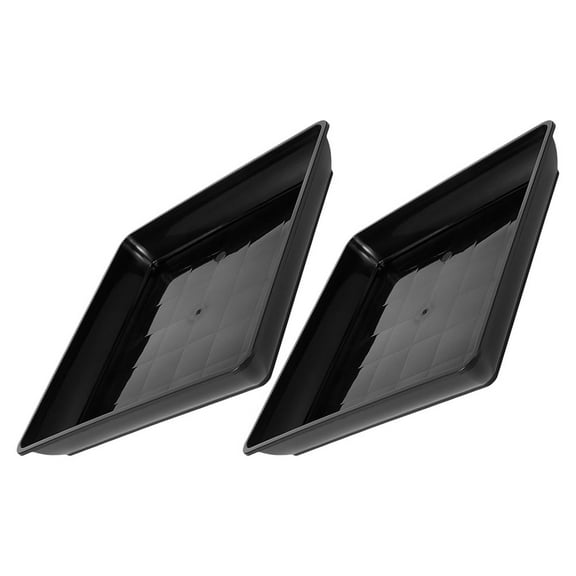 LOLIPPYY 2Pcs Rectangular Plastic Tray For Plants Drainage Saucers Black PP