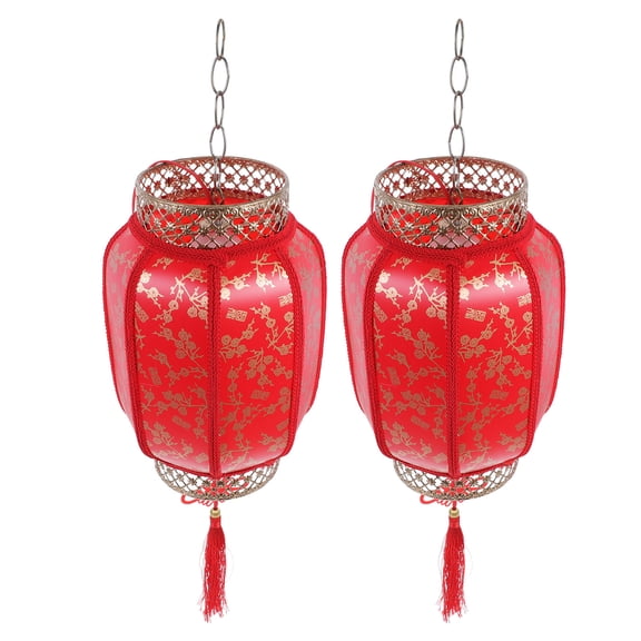 LOLIPPYY 2Pcs Red Ancient Style Lanterns Glowing Lanterns for Unique New Year Decoration