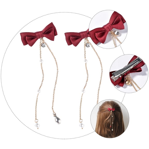 LOLIPPYY 2-Pack Red Bow Alloy Hair Clips for Women Girls, Stylish Hairpins Perfect for Parties, Festivals, and Everyday Wear