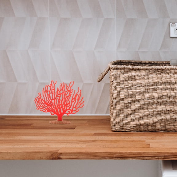 LOLIPPYY 2Pcs Red Coral Figurine Realistic Simulation Plastic Coral Model for Desktop Home Decor